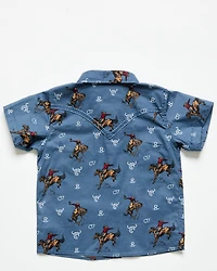Cowboy Hardware Toddler Boys' Bronc Branded Short Sleeve Snap Stretch Western Shirt