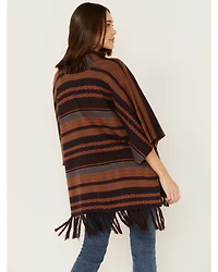 Cruel Girl Women's Southwestern Striped Print Poncho