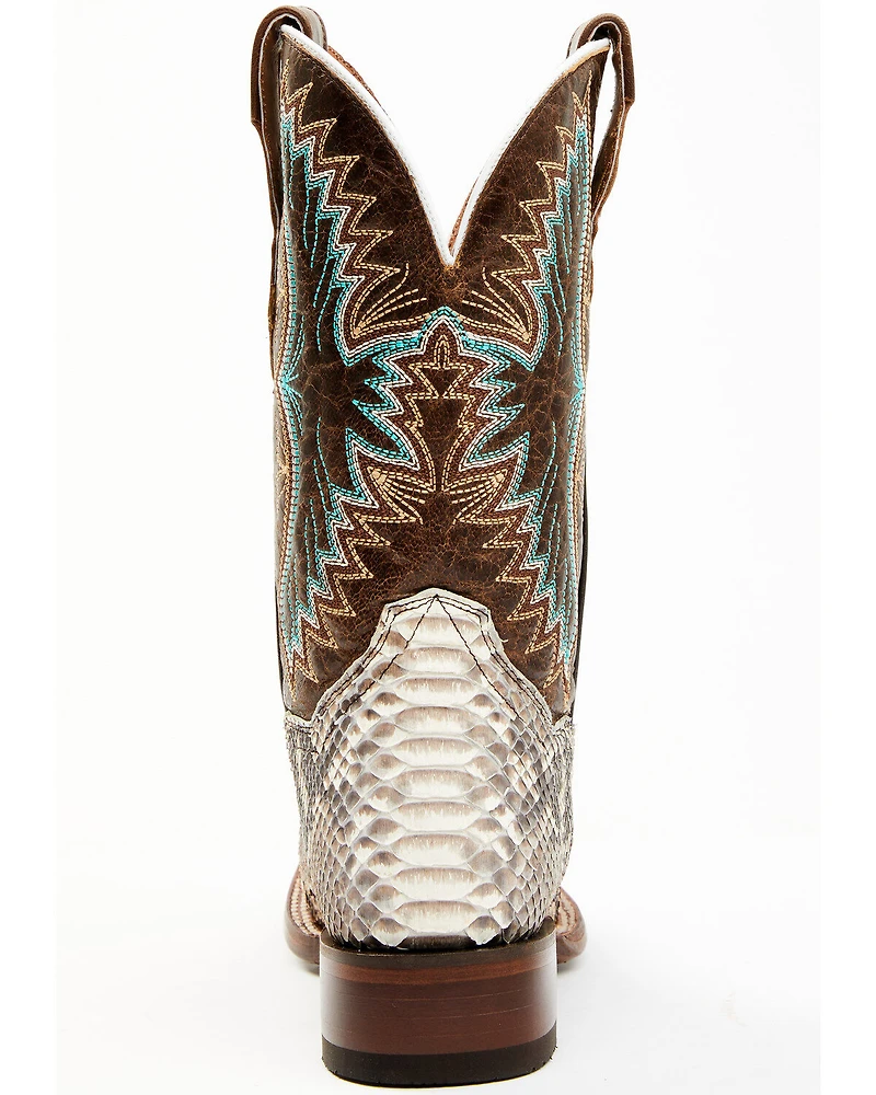 Dan Post Women's Back Cut Natural Python Exotic Western Boot - Broad Square Toe