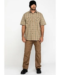 Ariat Men's Tan Plaid Rebar Made Tough Short Sleeve Work Shirt