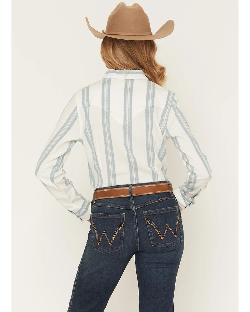 Wrangler Retro Women's Boot Barn Exclusive Striped Long Sleeve Pearl Snap Flannel Shirt