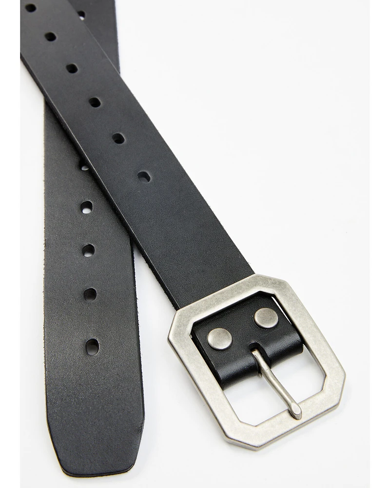 Brothers and Sons Men's Coleman Perforated Smooth Leather Basic Belt