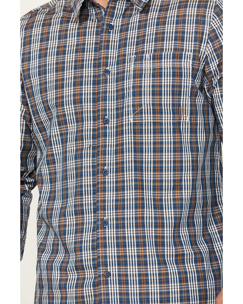 Brothers and Sons Men's Marietta Plaid Print Long Sleeve Button Down Performance Western Shirt