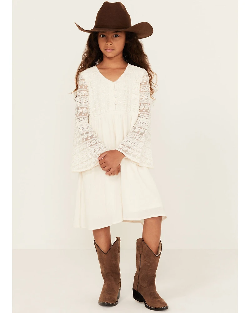 Shyanne Girls' Lace Long Sleeve Button-Down Mini Dress