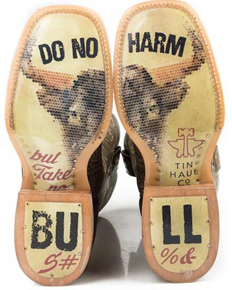 Tin Haul Take No Bull Western Boots - Broad Square Toe