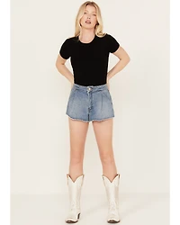 Shyanne Women's Light Wash Super High Rise Pull On Shorts