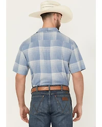 Pendleton Men's Camp Linen Plaid Print Short Sleeve Button-Down Western Shirt