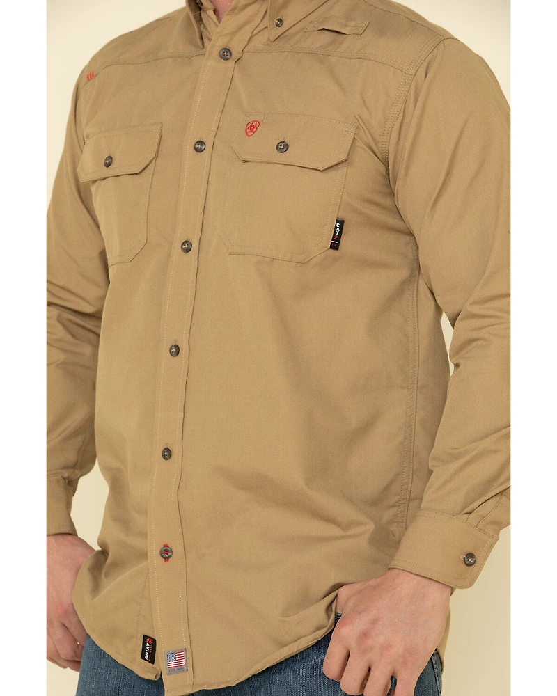 Ariat Men's Khaki FR Solid Featherlight Long Sleeve Work Shirt