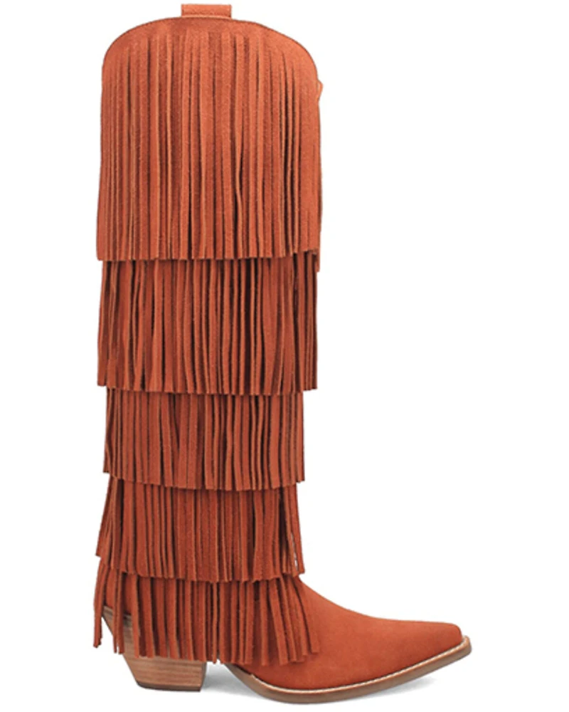 Dingo Women's Wild Child Suede Fringe Tall Western Boots - Snip Toe