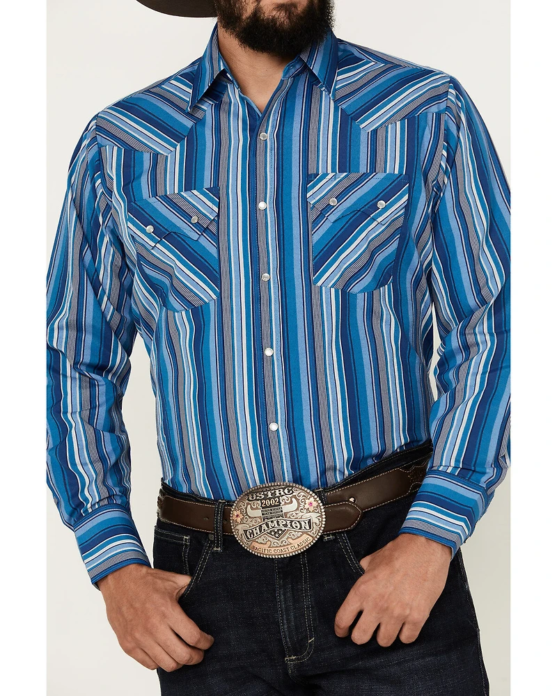 Ely Walker Men's Serape Striped Long Sleeve Pearl Snap Western Shirt