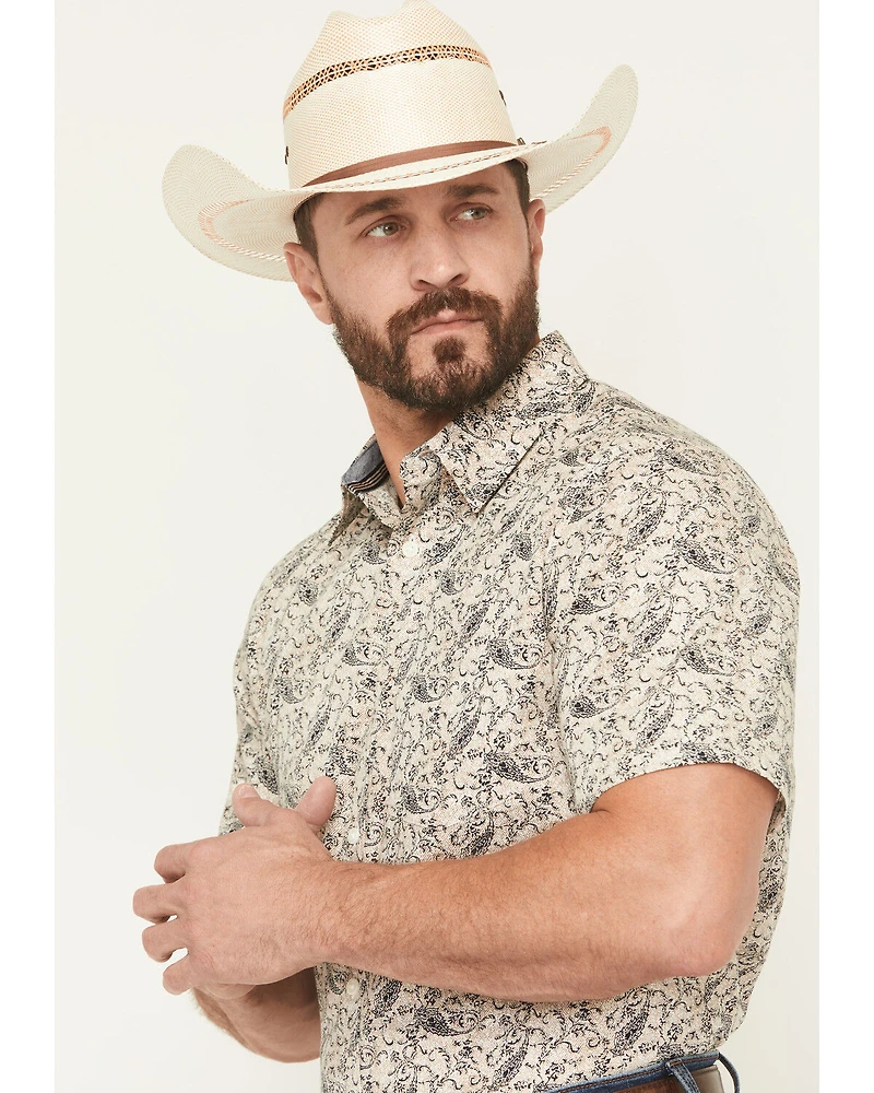 Cody James Men's Mustang Mode Paisley Print Short Sleeve Button-Down Stretch Western Shirt