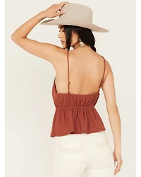 Wild Moss Women's Lace Trim Sleeveless Top