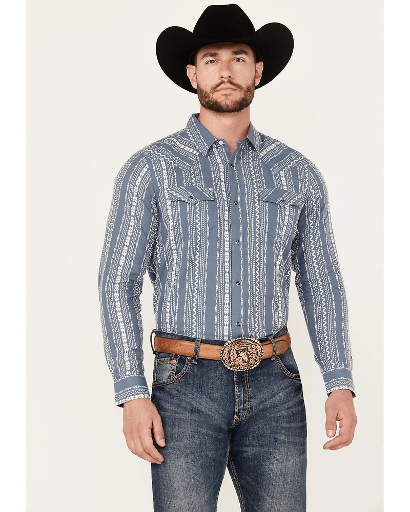 Cody James Men's War Hunt Southwestern Striped Print Long Sleeve Snap Western Shirt - Big