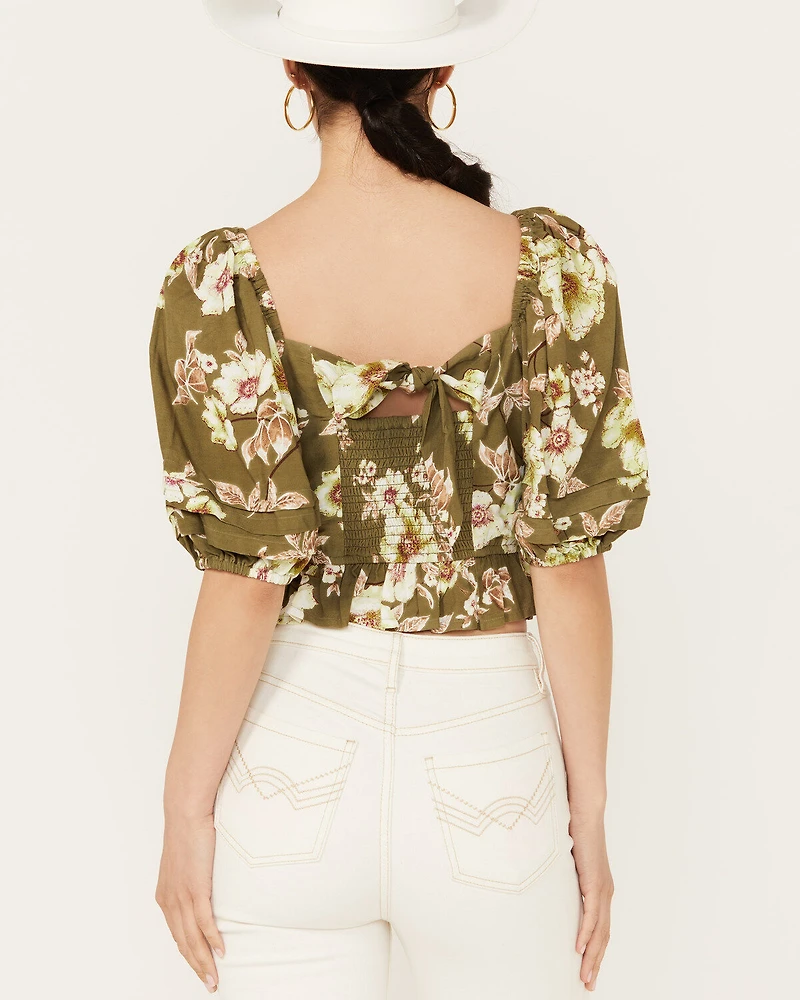 Band of the Free Women's Crochet Floral Print Top