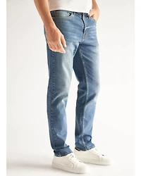 DEVIL-DOG Dungarees Men's Ash Core Light Wash Slim Straight Stretch Denim