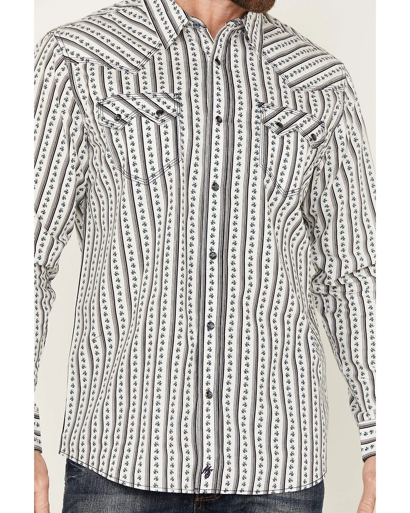 Moonshine Spirit Men's One Last Song Floral Print Long Sleeve Pearl Snap Western Shirt