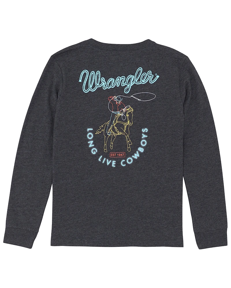 Wrangler Boys' Long Live Cowboys Sleeve Graphic T-Shirt