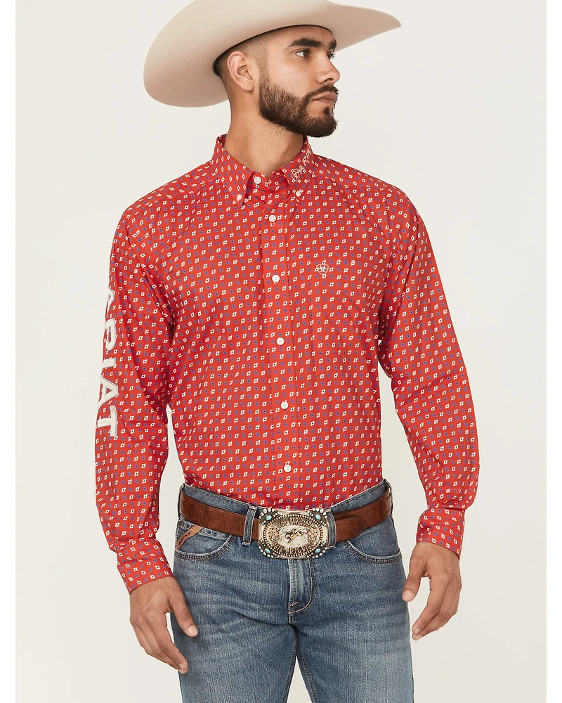 Ariat Men's Team Fallon Geo Print Long Sleeve Button-Down Western Shirt