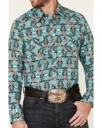 Rock & Roll Denim Men's Southwestern Print Long Sleeve Snap Western Shirt