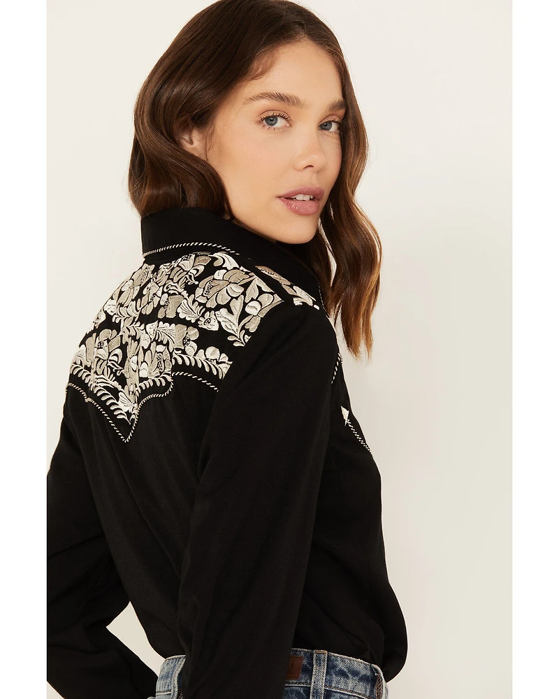Scully Women's Embroidered Long Sleeve Pearl Snap Western Shirt