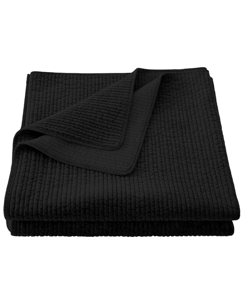 HiEnd Accents Black Stonewashed Cotton & Velvet 3-Piece King Quilt Set