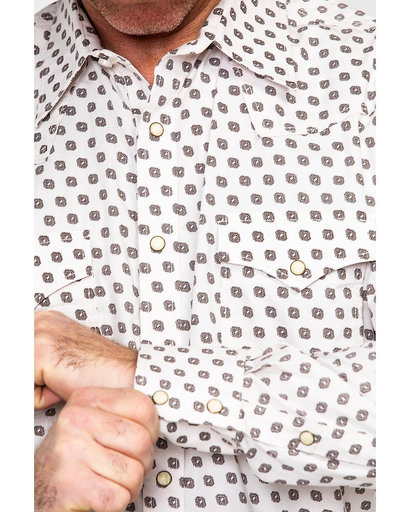 Rock & Roll Denim Men's Crinkle Washed Poplin Print Long Sleeve Western Shirt