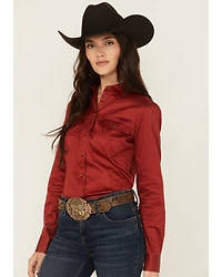 Shyanne Women's Solid Long Sleeve Button-Down Stretch Riding Shirt