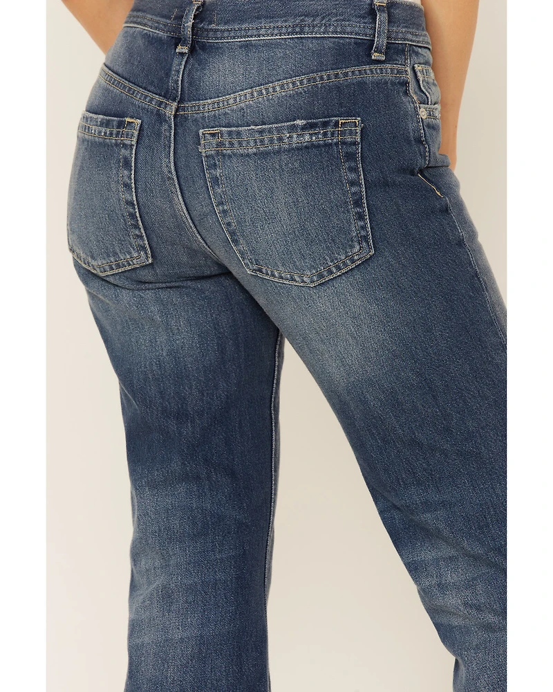 Free People Women's Mid Rise Crop Straight Jeans