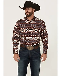 Rodeo Clothing Men's Southwestern Print Long Sleeve Snap Western Shirt