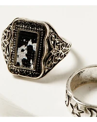 Shyanne Women's Cow Print and Labradorite Ring Set - 3 Piece