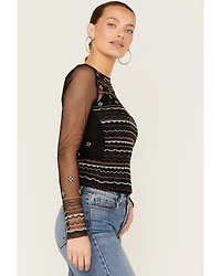 Shyanne Women's Beaded Mesh Crop Top