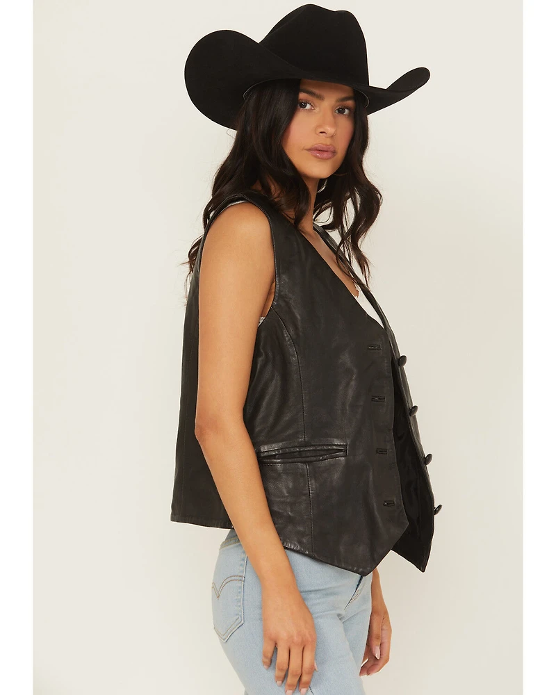 Mauritius Leather Women's Button-Down Vest