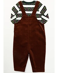 Cody James Infant Boys' Overalls & Striped Shirt Onesie Set