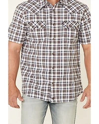 Moonshine Spirit Men's Fence Post Plaid Short Sleeve Snap Western Shirt