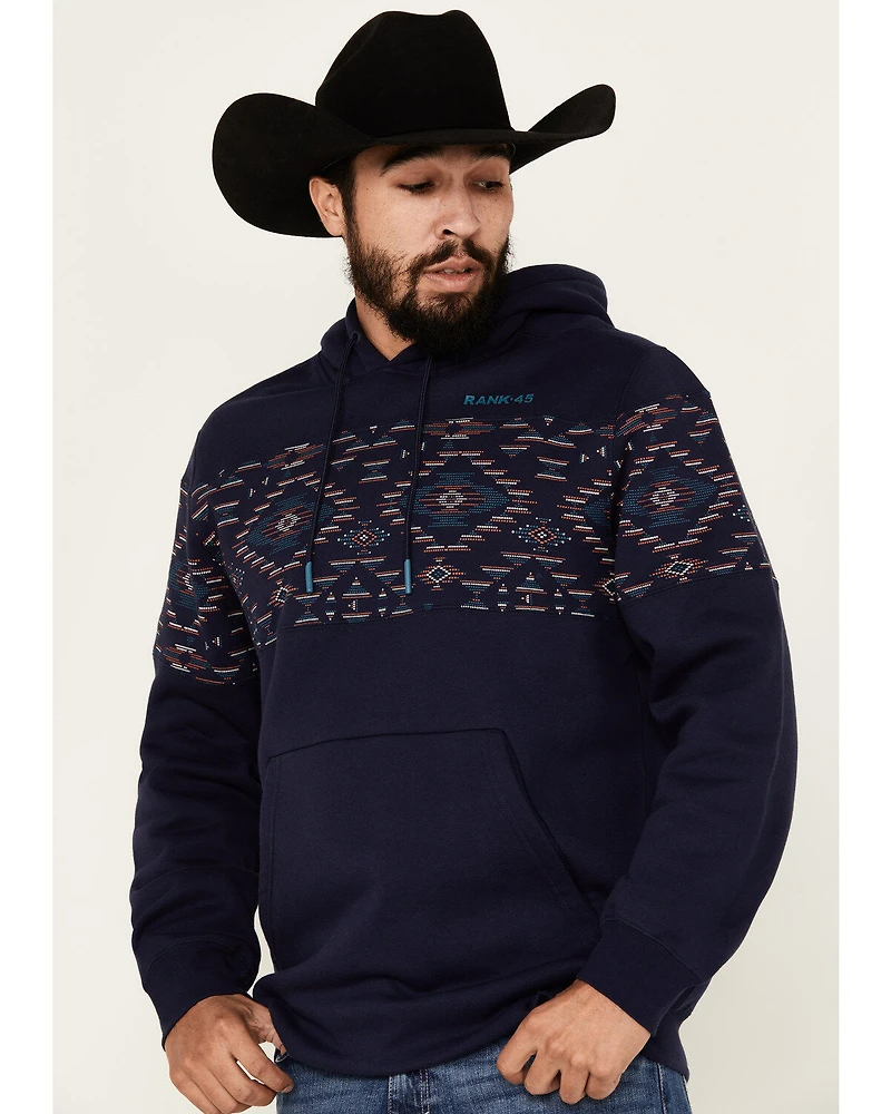 RANK 45® Men's Covebull Southwestern Print Hooded Sweatshirt