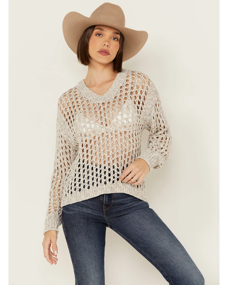 Cleo + Wolf Women's Allison Open Knit Long Sleeve Sweater