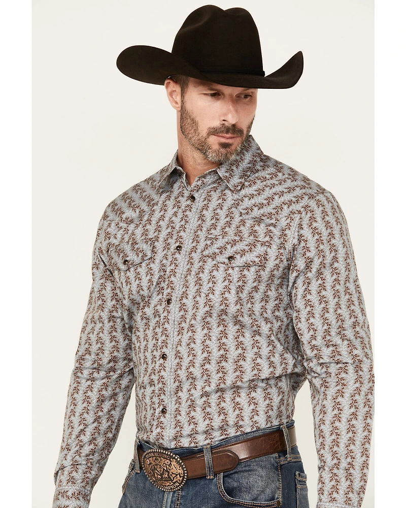 Gibson Trading Co Men's Broken Stick Floral Print Long Sleeve Snap Stretch Western Shirt
