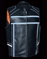 Milwaukee Leather Men's Reflective Band & Piping Zip Front Vest - 5X