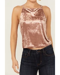 Beyond The Radar Women's Velvet High Neck Tank Top