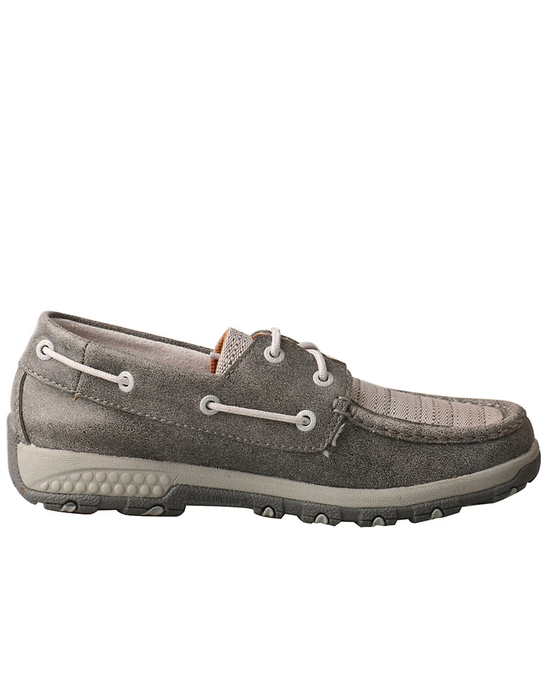 Twisted X Women's Silver CellStretch Boat Shoes - Moc Toe