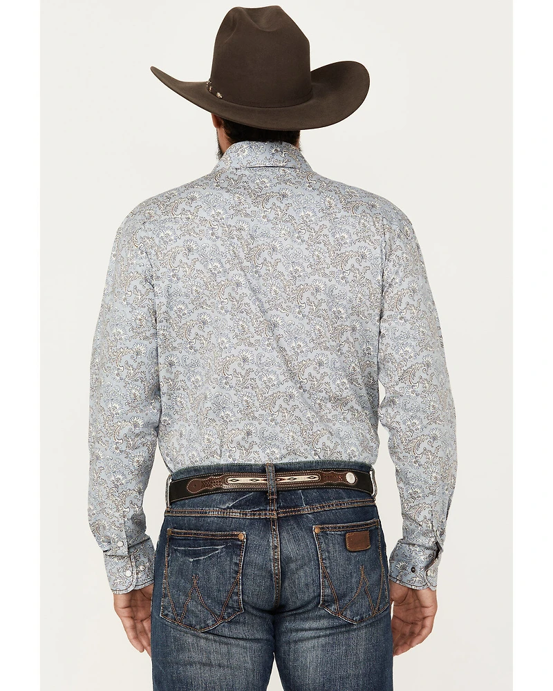 Rough Stock by Panhandle Men's Bandana Paisley Print Long Sleeve Pearl Snap Stretch Western Shirt