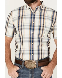 Cody James Men's Plaid Print Short Sleeve Button-Down Stretch Western Shirt