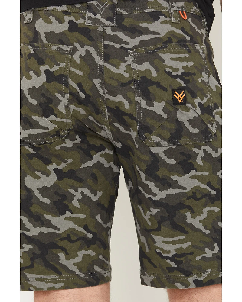 Hawx Men's Chip Camo Print Flat Front Work Shorts