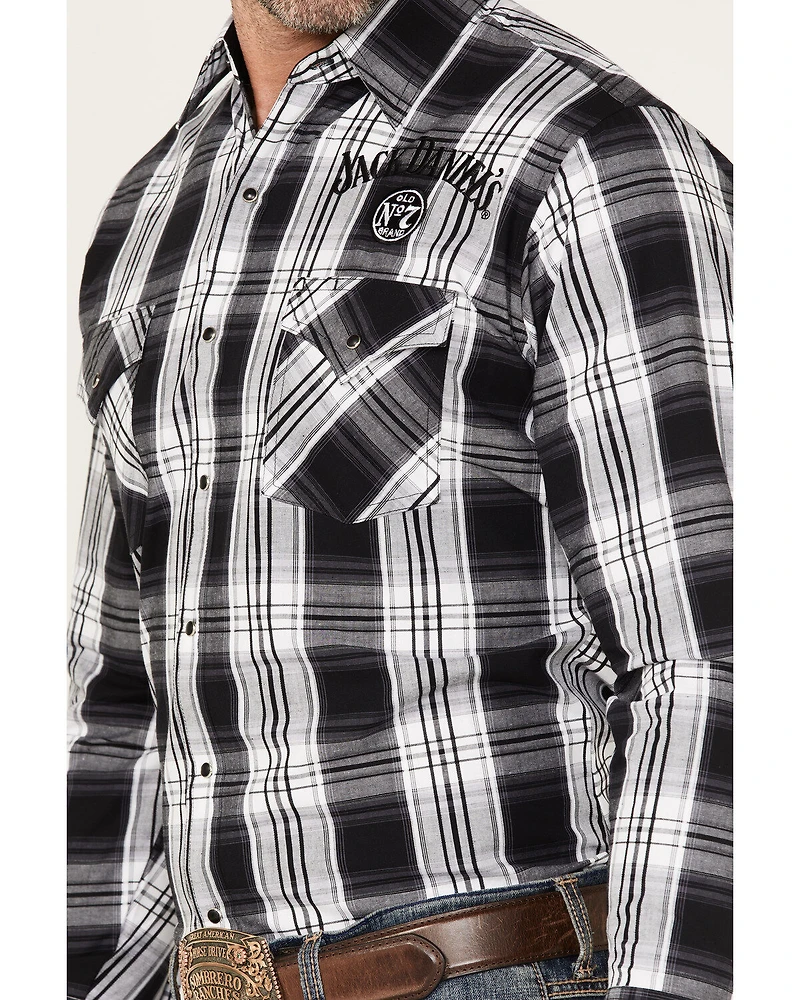 Ely Walker Men's Jack Daniel's Plaid Print Long Sleeve Snap Western Shirt