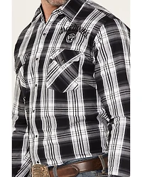 Ely Walker Men's Jack Daniel's Plaid Print Long Sleeve Snap Western Shirt