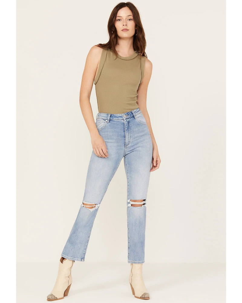 Rolla's Women's Light Medium Wash High Rise Bleeker Original Straight Jeans