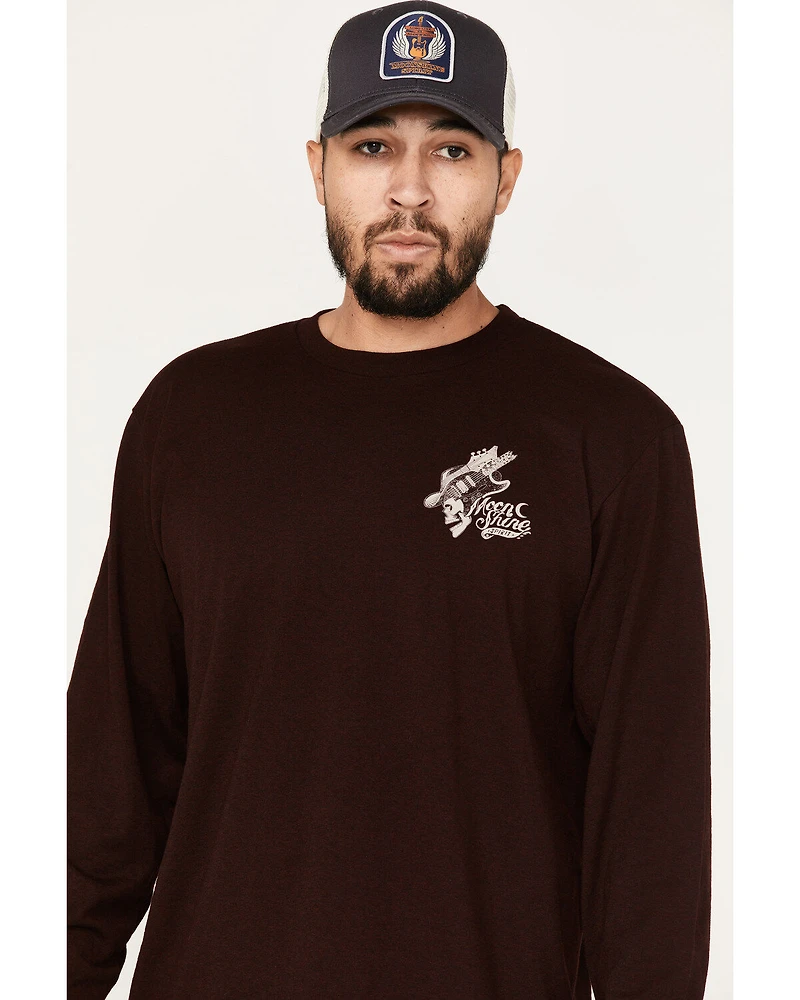 Moonshine Spirit Men's Guitar Floral Print Long Sleeve T-Shirt