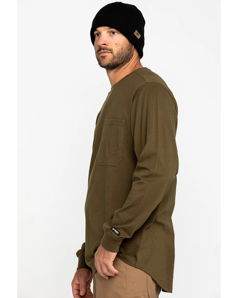 Hawx Men's Olive Pocket Long Sleeve Work T-Shirt