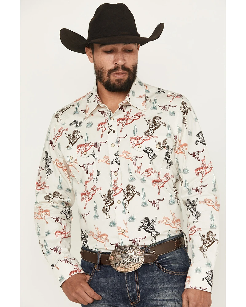 Rock & Roll Denim Men's Bronc Long Sleeve Snap Stretch Western Shirt