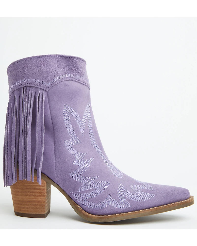 Dingo Women's Wild Sage Suede Fringe Western Booties - Round Toe